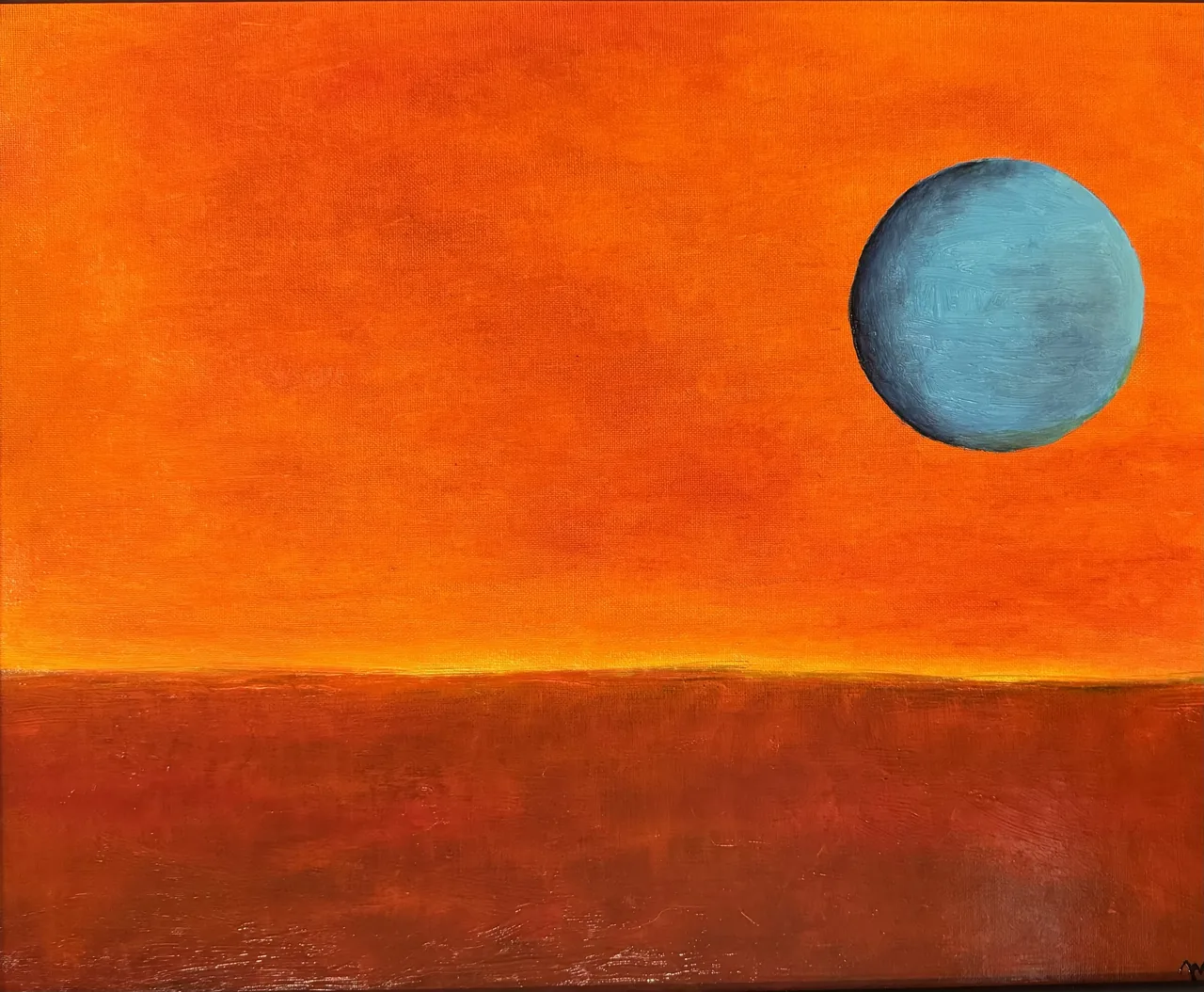 Oil painting titled A Postcard from Mars by Mike Coyne.