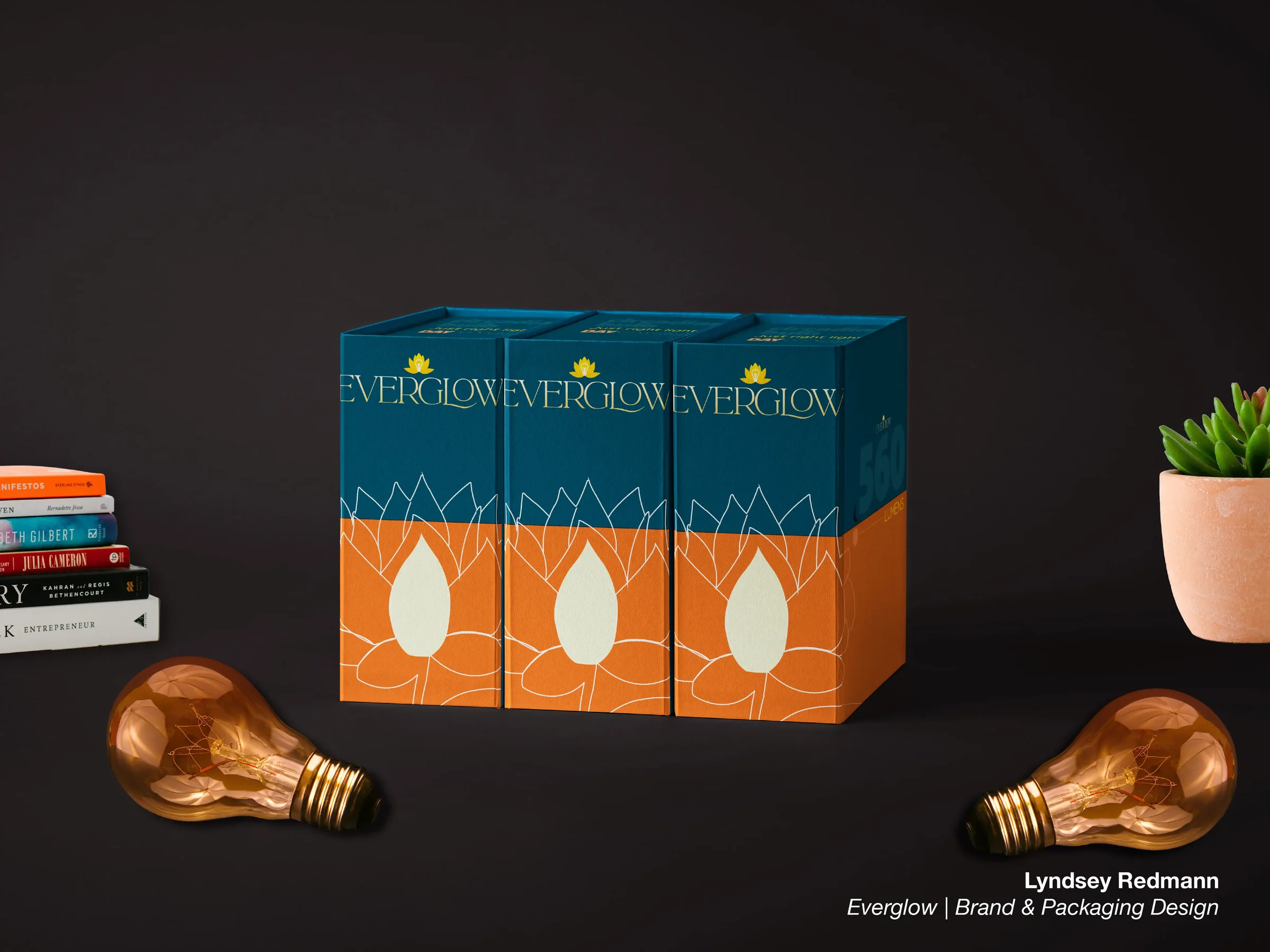 Everglow packaging mockup by Lyndsey Redmann.