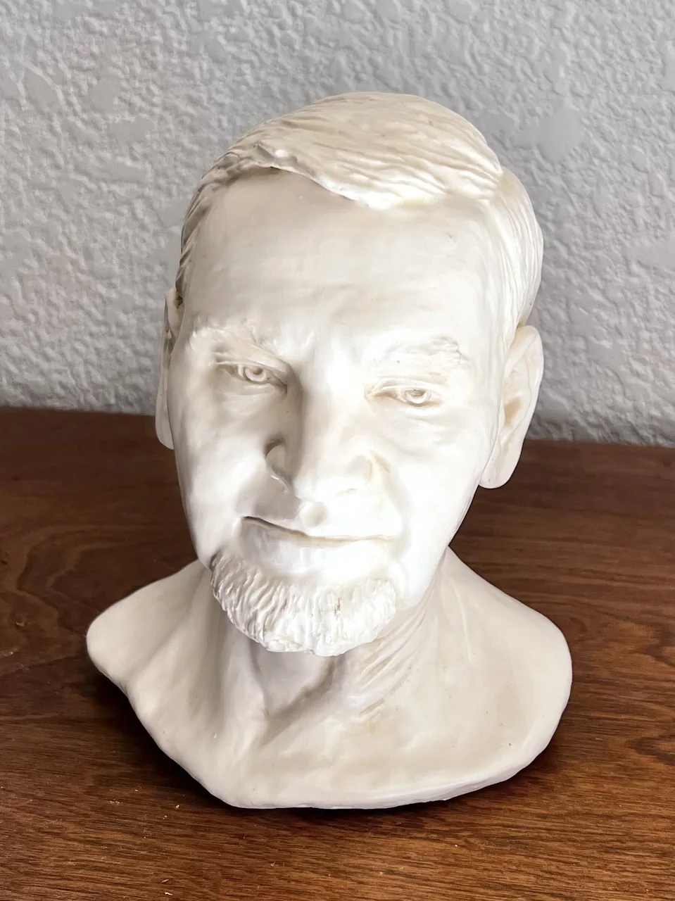 Clay sculpture titled Jim by Laura Sapko.