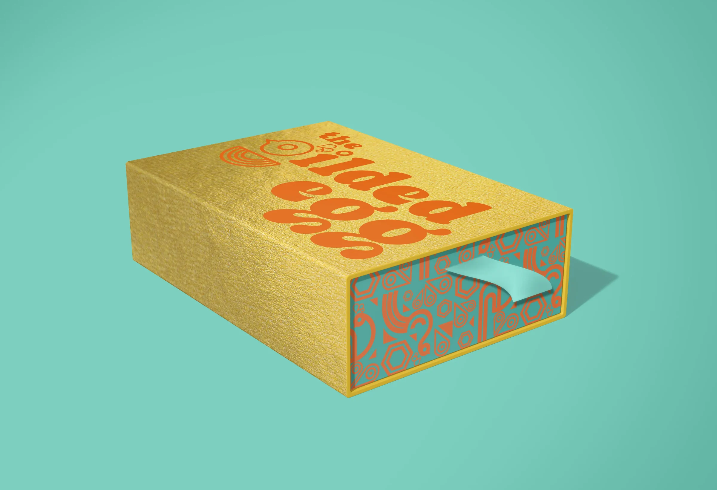 The Gilded Egg box mockup by Cassandra Tallman.