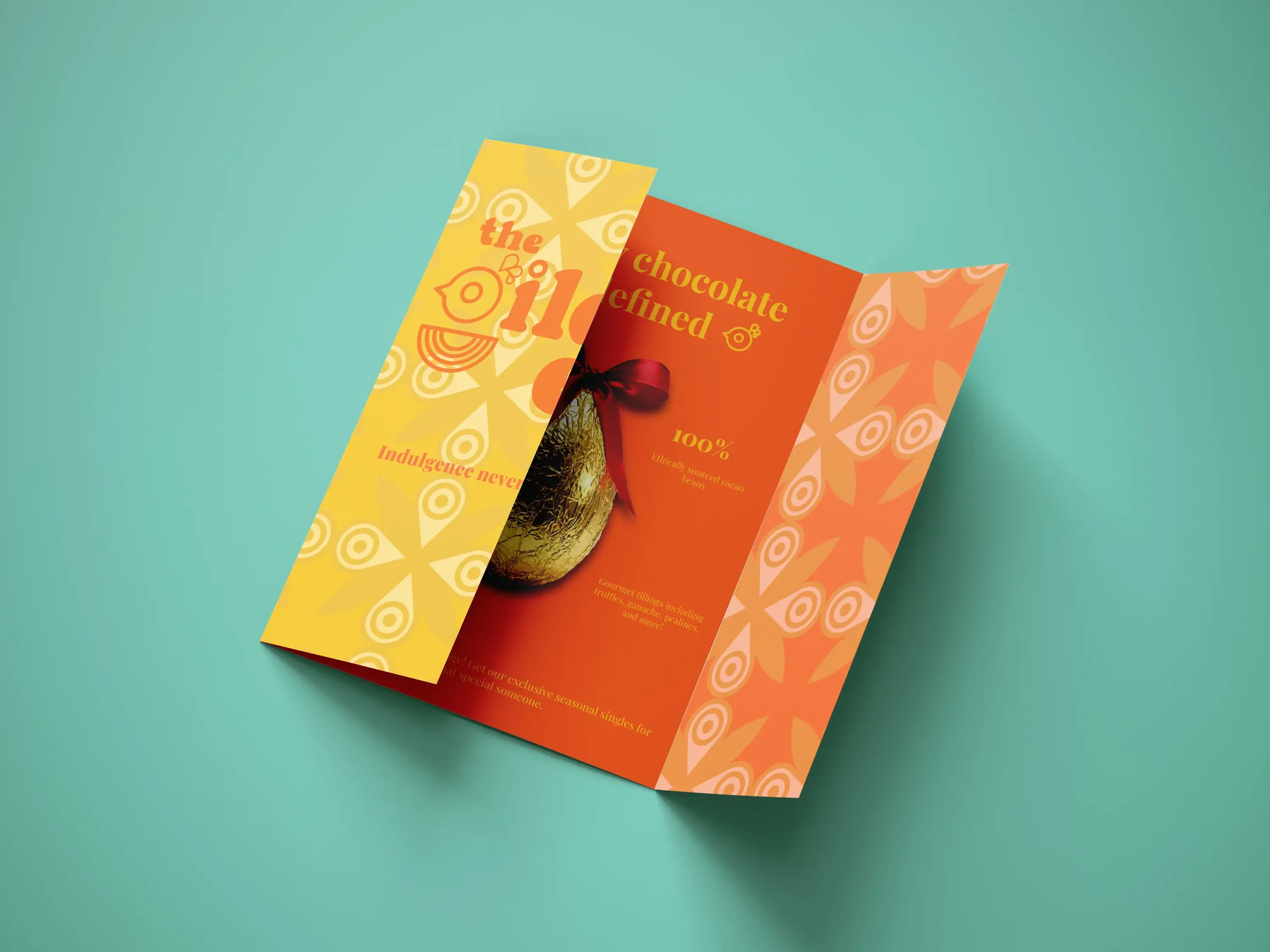 The Gilded Egg folded brochure mockup by Cassandra Tallman.